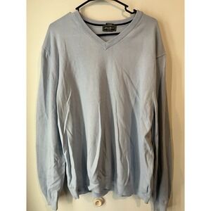 Vintage Eddie‎ Bauer Pima Cotton V Neck Sweater Baby Blue Mens XXL